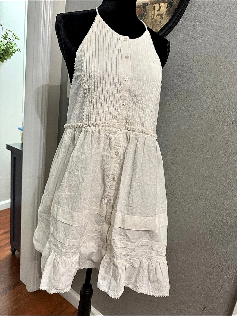 Free People Sail Away Minidress White Cotton Open Back Mini Dress Size XL Like